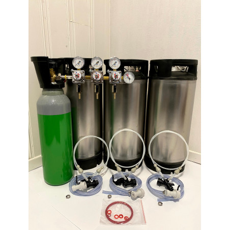 Complete drukvat-set met 3 soda-keg 19L